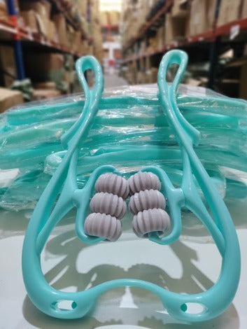 MASAJEADOR DE CUELLO ENROLLABLE CON 6 BOLAS, Alivia el dolor y corrige la postura