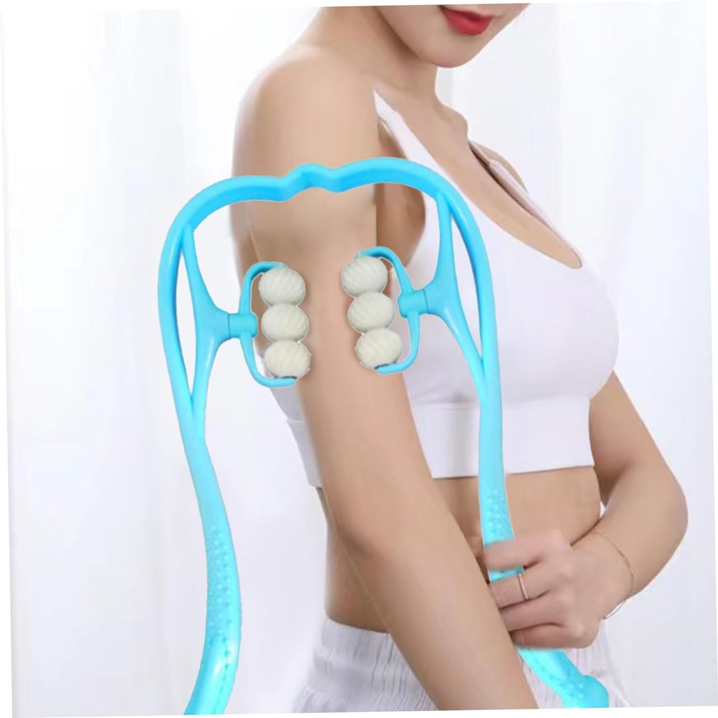 MASAJEADOR DE CUELLO ENROLLABLE CON 6 BOLAS, Alivia el dolor y corrige la postura
