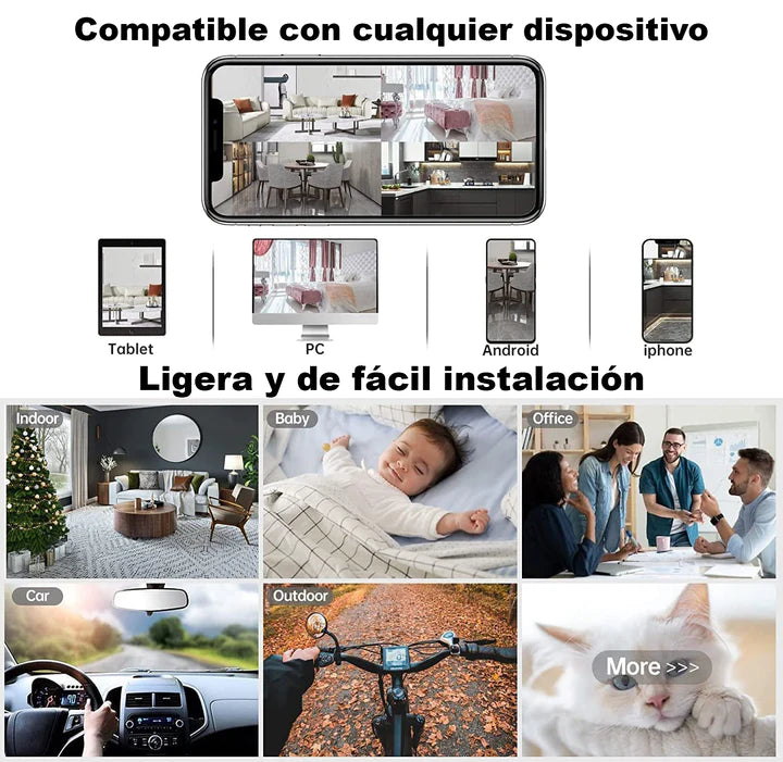 CÁMARA INALÁMBRICA ANGULAR MINI | Con WiFi y Grabación HD