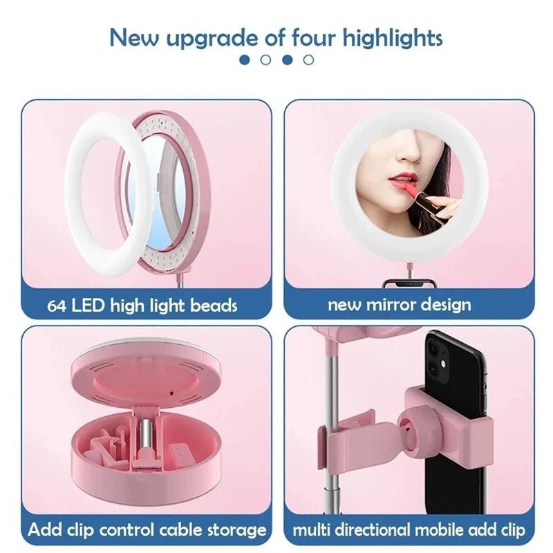 ESPEJO 6 PULGADAS CON LUZ LED MAQUILLAJE