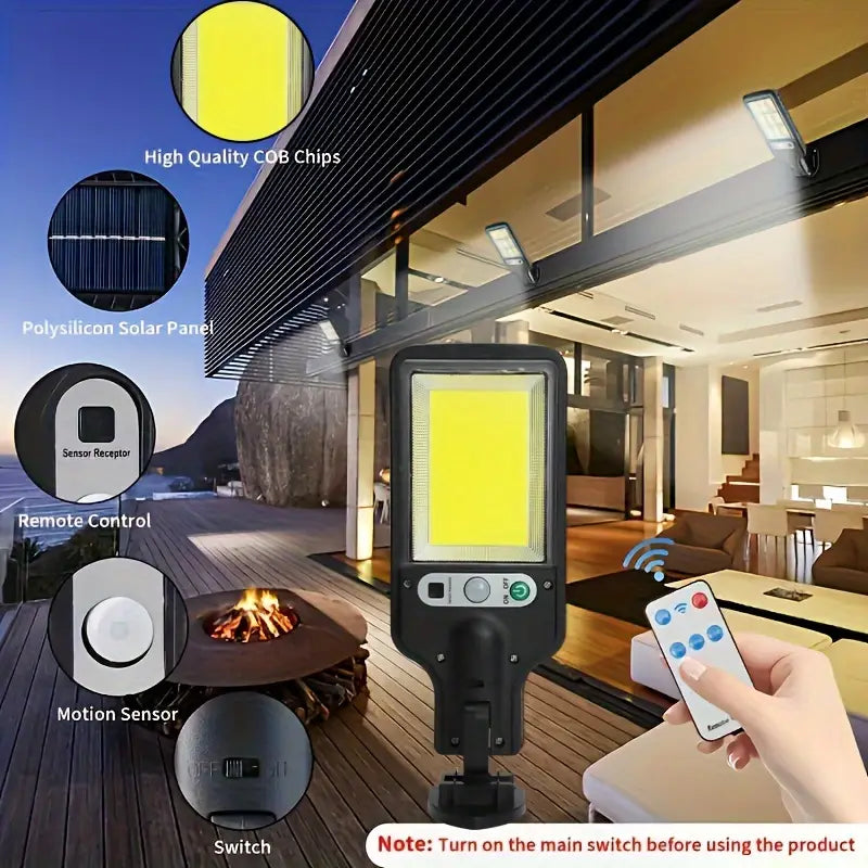 PACK x 3 LUCES SOLARES - con sensor de movimiento + control remoto