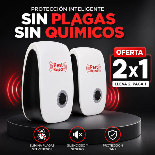 Pest Reject 200m² – Repelente Ultrasónico Sin Veneno | Seguro para Niños y Mascotas | COMPRA 1, LLEVA 2