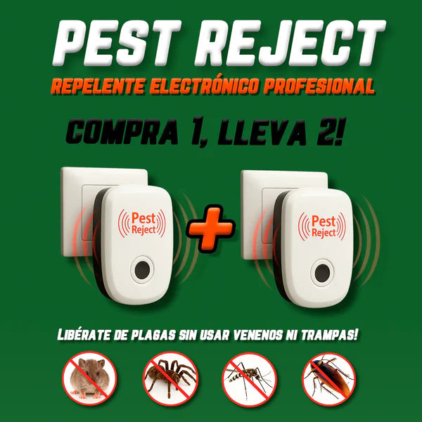 Pest Reject 200m² – Repelente Ultrasónico Sin Veneno | Seguro para Niños y Mascotas | COMPRA 1, LLEVA 2