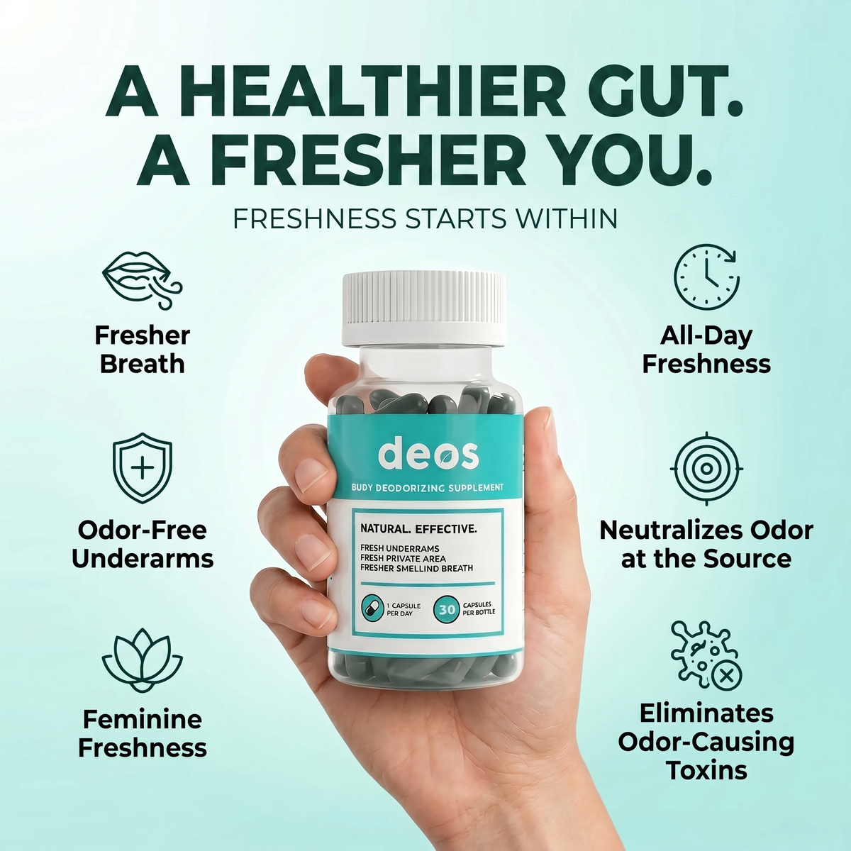 Deos Suplemento Elimina Mal Olor – Confianza Todo el Día